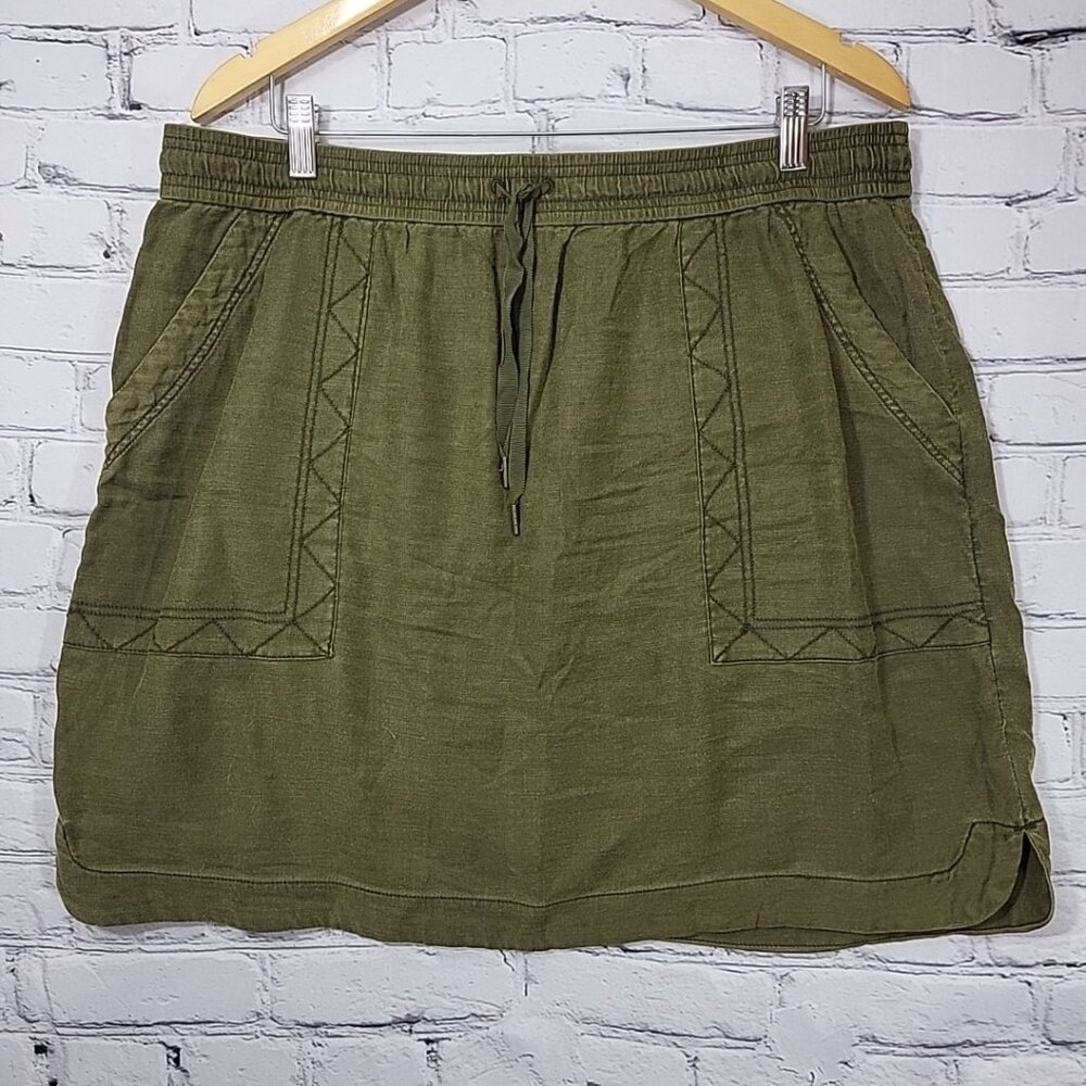 Pilcro Anthropologie Lea Skirt Utility Mini Cargo Womens Size XL Olive Green